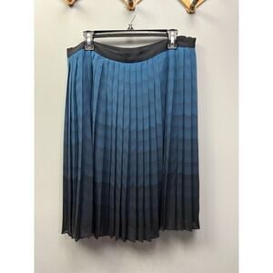 Anne Klein Women's Ombre Pleated Skirt Blue 14‎ Midi length